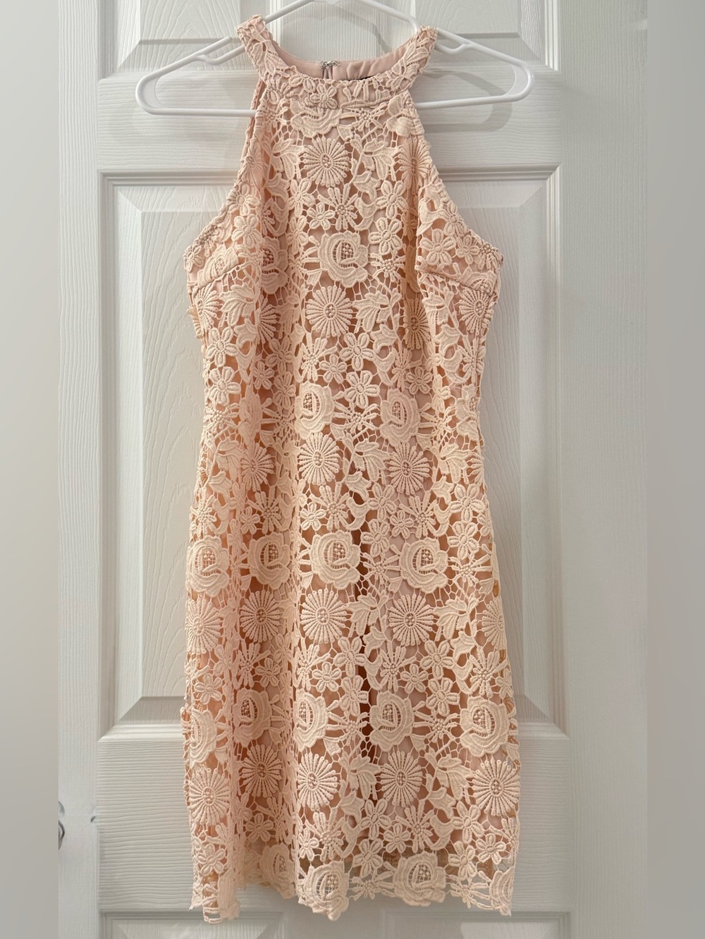 Lulus Love Poem Blush Pink Lace Mini Dress Size Large